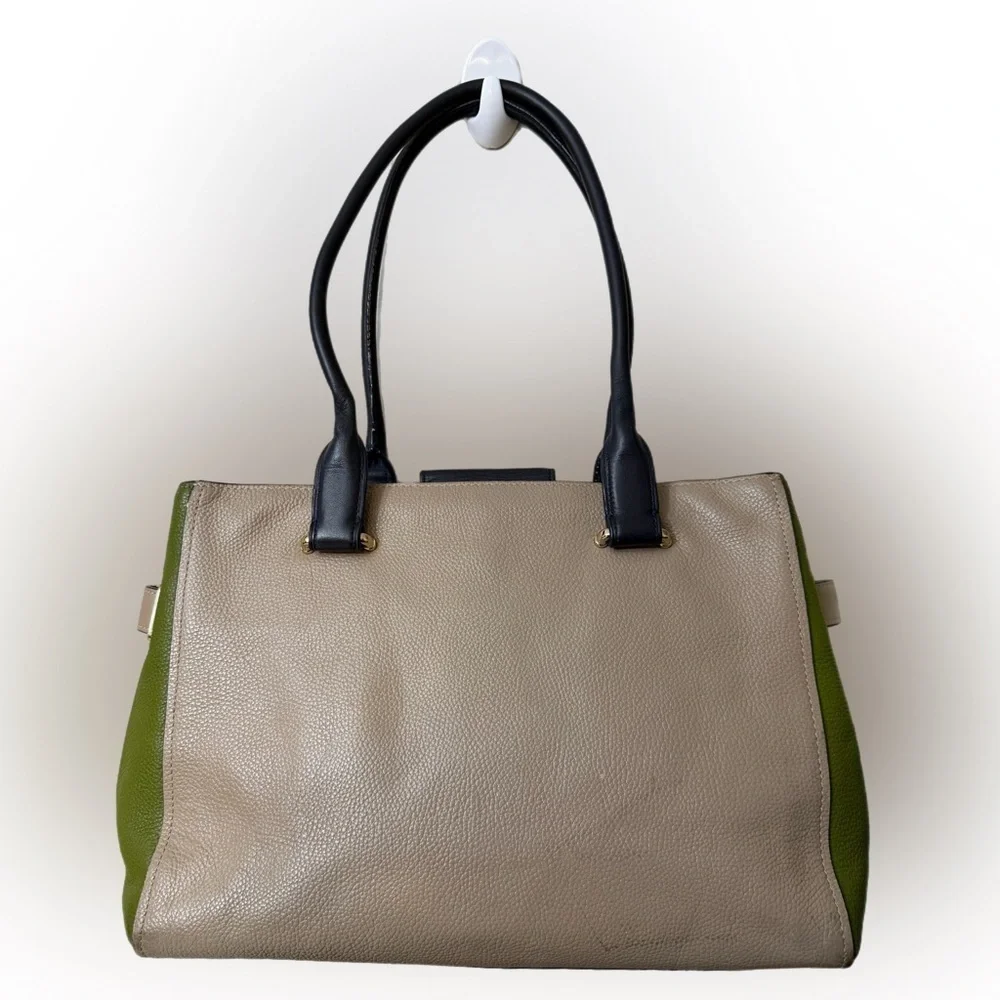 Coach Tan and Olive Leather Tote Bag#36514